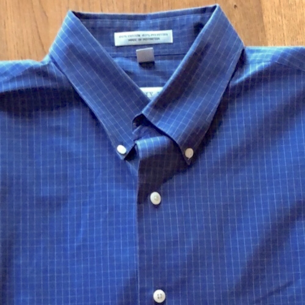Geoffrey Beene blue button down shirt size large